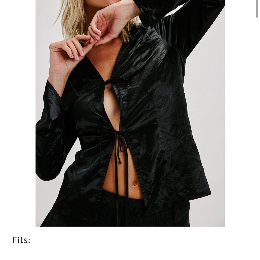 Free People Black Satin Blouse